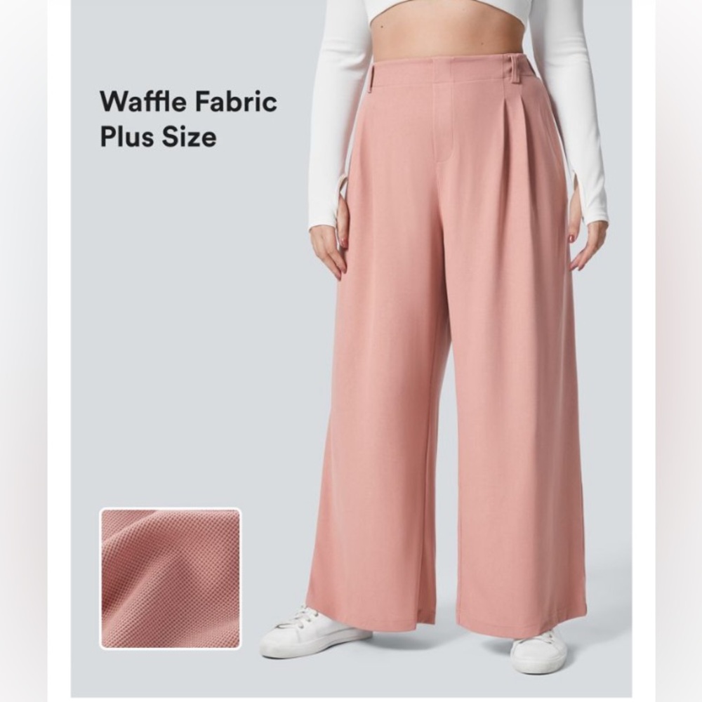 HALARA Halara Flex™ High Waisted Pocket Wide Leg Waffle Work Plus Size Pants - Picture 3 of 4